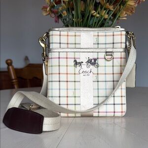 Coach Heritage Stripe Tattersall Crossbody Bag